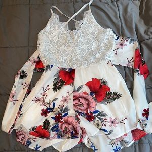 Lace Tie-Back Romper
